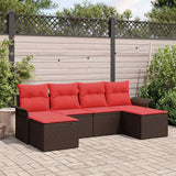 vidaXL Tuinbank Set met kussen met opslag 6 pcs Bruin Poly rattan