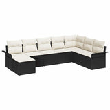 vidaXL Tuinbank Set met kussen met opslag 8 pcs Zwart Poly rattan