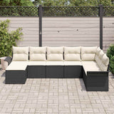 vidaXL Tuinbank Set met kussen met opslag 8 pcs Zwart Poly rattan