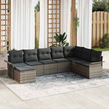 vidaXL Tuinbank Set met kussen met opslag 8 pcs Zwart Poly rattan