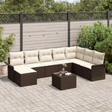 vidaXL Tuinbank Set met kussen met opslag 8 pcs Zwart Poly rattan
