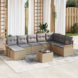 vidaXL Tuinbank Set met kussen met opslag 8 pcs Zwart Poly rattan