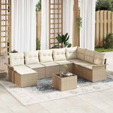 vidaXL Tuinbank Set met kussen met opslag 8 pcs Zwart Poly rattan
