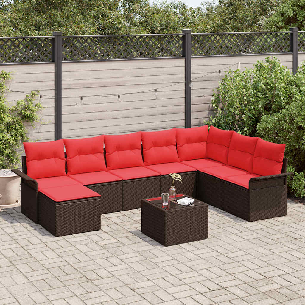 vidaXL Tuinbank Set met kussen met opslag 8 pcs Beige Poly rattan