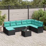vidaXL Tuinbank Set met kussen met opslag 8 pcs Beige Poly rattan