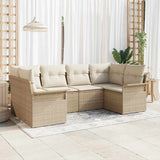 vidaXL Tuinbank Set met kussen met opslag 6 pcs Zwart Poly rattan