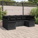 vidaXL Tuinbank Set met kussen met opslag 6 pcs Zwart Poly rattan