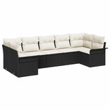 vidaXL Tuinbank Set met kussen met opslag 7 pcs Zwart Poly rattan