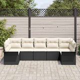 vidaXL Tuinbank Set met kussen met opslag 7 pcs Zwart Poly rattan