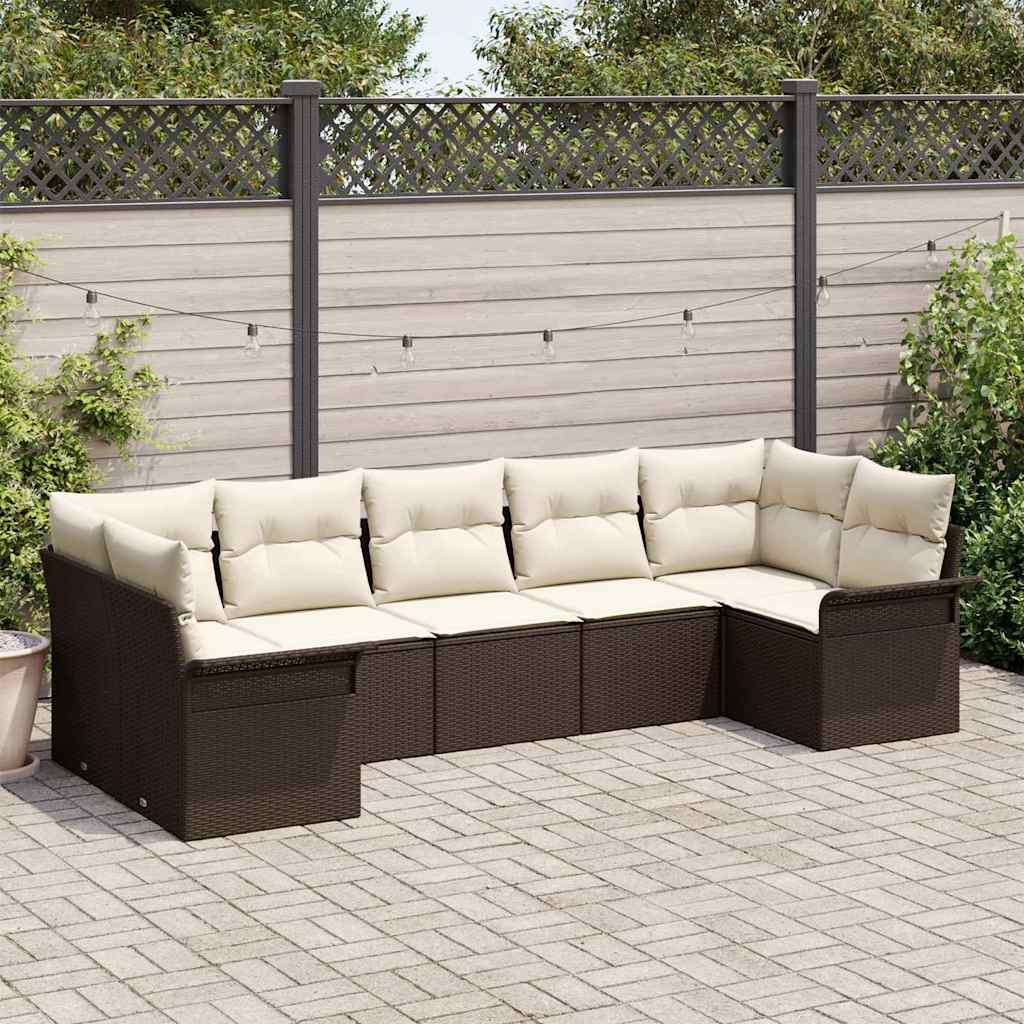 vidaXL Tuinbank Set met kussen met opslag 7 pcs Zwart Poly rattan