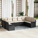 vidaXL Tuinbank Set met opslag 9 pcs Zwart poly rattan