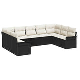 vidaXL Tuinbank Set met opslag 9 pcs Zwart poly rattan