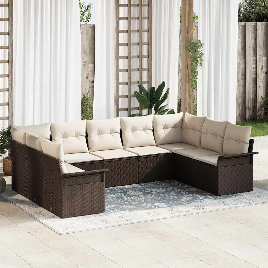vidaXL Tuinbank Set met opslag 9 pcs Zwart poly rattan