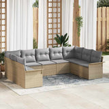 vidaXL Tuinbank Set met opslag 9 pcs Zwart poly rattan