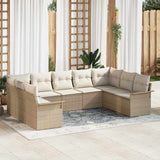 vidaXL Tuinbank Set met opslag 9 pcs Zwart poly rattan