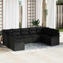 vidaXL Tuinbank Set met opslag 9 pcs Zwart poly rattan