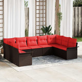 vidaXL Tuinbank Set met opslag 9 pcs Beige poly rattan