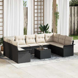 vidaXL Tuinbank Set met opslag 9 pcs Zwart poly rattan
