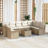 vidaXL Tuinbank Set met opslag 9 pcs Zwart poly rattan