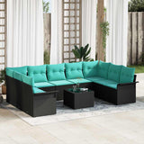 vidaXL Tuinbank Set met opslag 9 pcs Beige poly rattan
