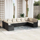 vidaXL Tuinbank Set met opslag 10 pcs Zwart poly rattan