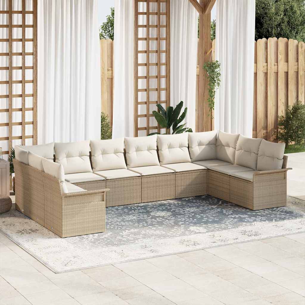 vidaXL Tuinbank Set met opslag 10 pcs Zwart poly rattan