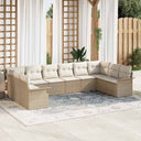 vidaXL Tuinbank Set met opslag 10 pcs Zwart poly rattan