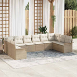 vidaXL Tuinbank Set met opslag 10 pcs Zwart poly rattan