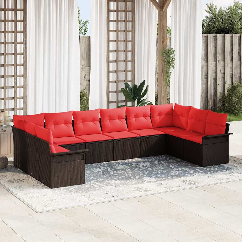 vidaXL Tuinbank Set met opslag 10 pcs Beige poly rattan