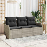 vidaXL Tuinbank Set met kussen met opslag 3 pcs Zwart Poly rattan