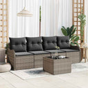 vidaXL Tuinbank Set met opslag 5 pcs Zwart en Crème poly rattan