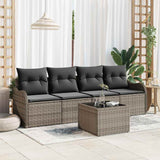 vidaXL Tuinbank Set met opslag 5 pcs Zwart en Crème poly rattan