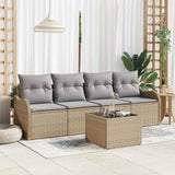 vidaXL Tuinbank Set met opslag 5 pcs Zwart en Crème poly rattan