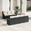 vidaXL Tuinbank Set 8 pcs Zwart en Crème Poly Riet en Staal en Glas