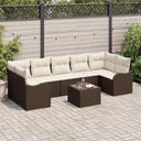 vidaXL Tuinbank Set 8 pcs Zwart en Crème Poly rattan, staal en glas