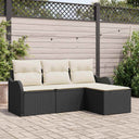 vidaXL Tuinbank Set met opslag 4 pcs Zwart poly rattan