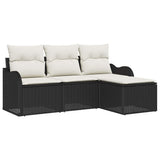 vidaXL Tuinbank Set met opslag 4 pcs Zwart poly rattan