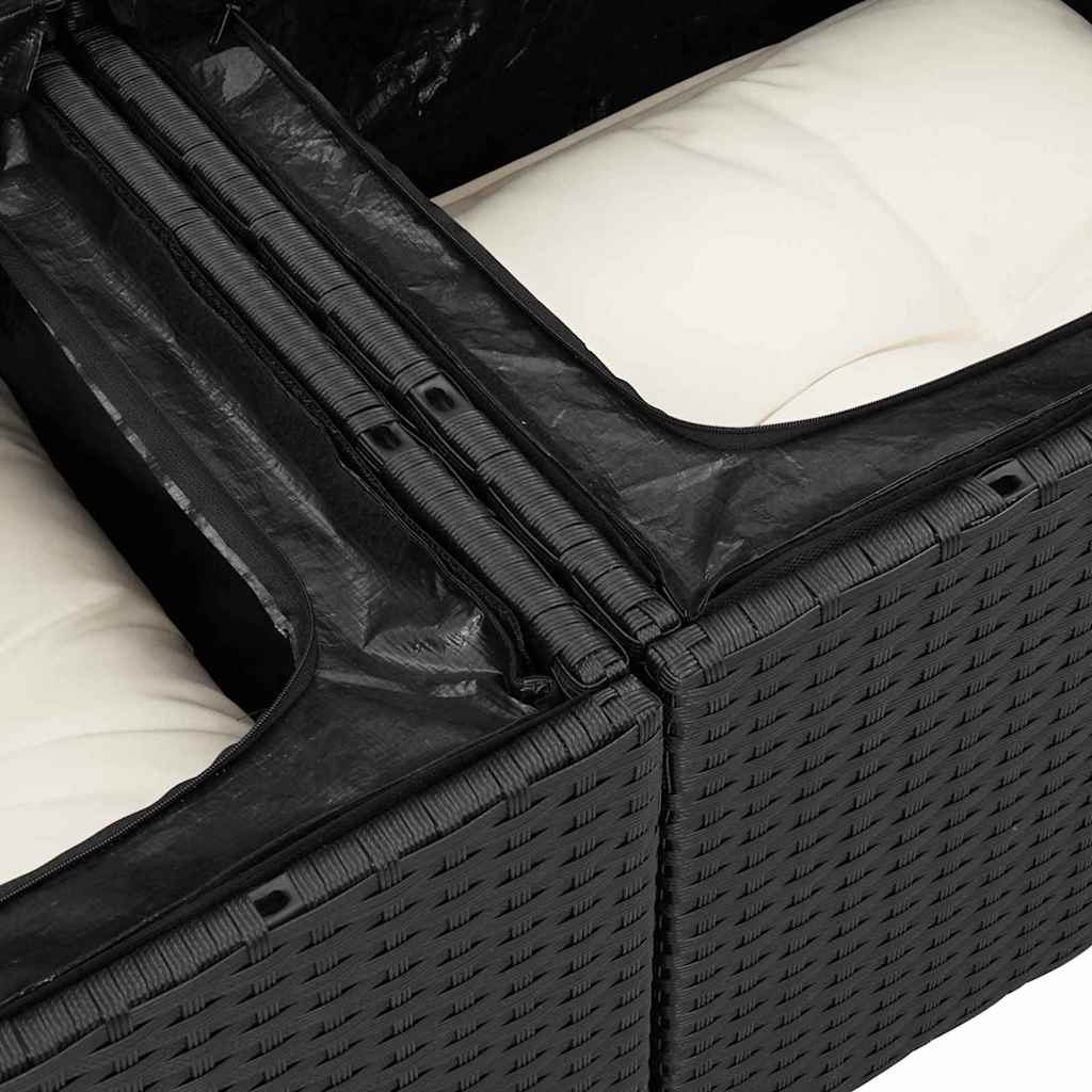 vidaXL Tuinbank Set met opslag 4 pcs Zwart poly rattan