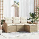 vidaXL Tuinbank Set met opslag 4 pcs Zwart poly rattan