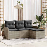 vidaXL Tuinbank Set met opslag 4 pcs Zwart poly rattan