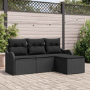 vidaXL Tuinbank Set met opslag 4 pcs Zwart poly rattan