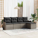 vidaXL Tuinbank Set met kussen met opslag 5 pcs Zwart Poly rattan