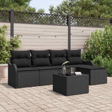 vidaXL Tuinbank Set met kussen met opslag 5 pcs Zwart Poly rattan