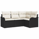 vidaXL Tuinbank Set met opslag 4 pcs Zwart poly rattan