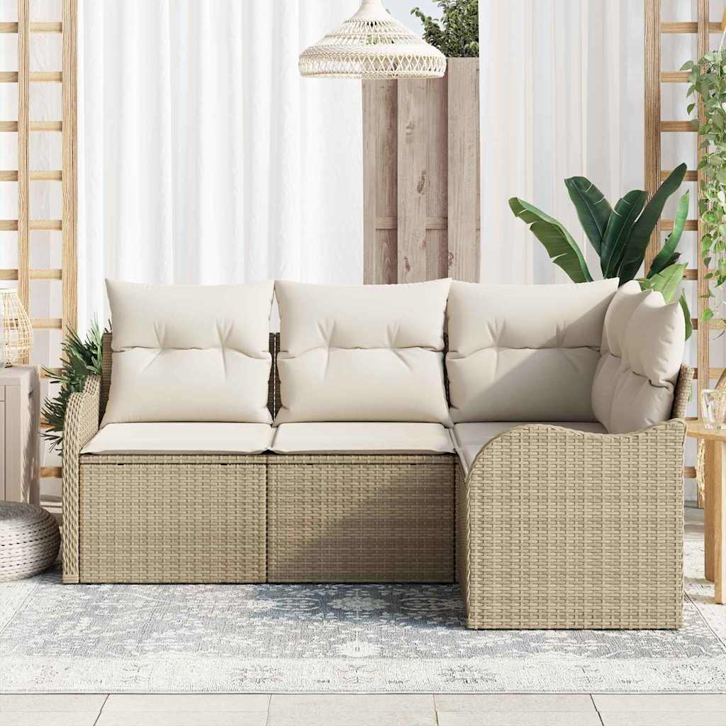 vidaXL Tuinbank Set met opslag 4 pcs Zwart poly rattan