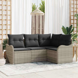 vidaXL Tuinbank Set met opslag 4 pcs Zwart poly rattan