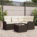 vidaXL Tuinbank Set met opslag 4 pcs Zwart poly rattan