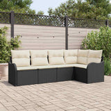 vidaXL Tuinbank Set met opslag 5 pcs Zwart poly rattan