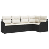 vidaXL Tuinbank Set met opslag 5 pcs Zwart poly rattan