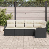vidaXL Tuinbank Set met opslag 5 pcs Zwart poly rattan
